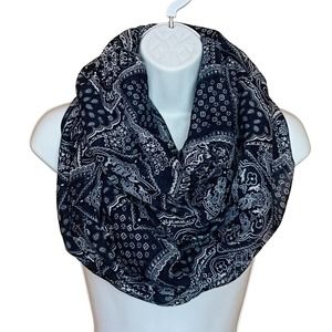Handkerchief Patterns Blue White Poly Gauze Lightweight Infinity Scarf